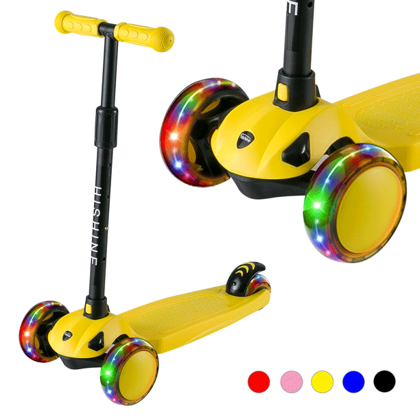 HISHINE 3 Wheel Scooter for Kids,Toddler Kick Scooter with Pu Led Flashing Wheels,Adjustable Lean-to-Steer Handlebar,for Children from 2 to 5 Year-Old 